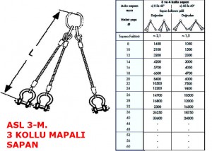 Üç Kollu Gözlü Mapalı Çelik Sapan