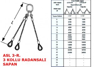 Üç Kollu Gözlü Radansalı Çelik Sapan